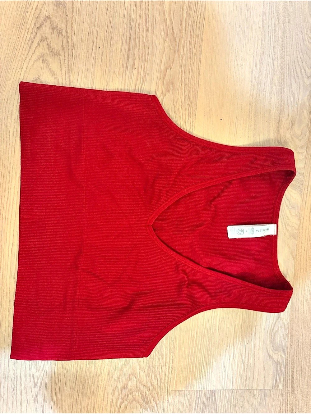 Athleta Aurora Seamless Crop Rib Tank Red Medium